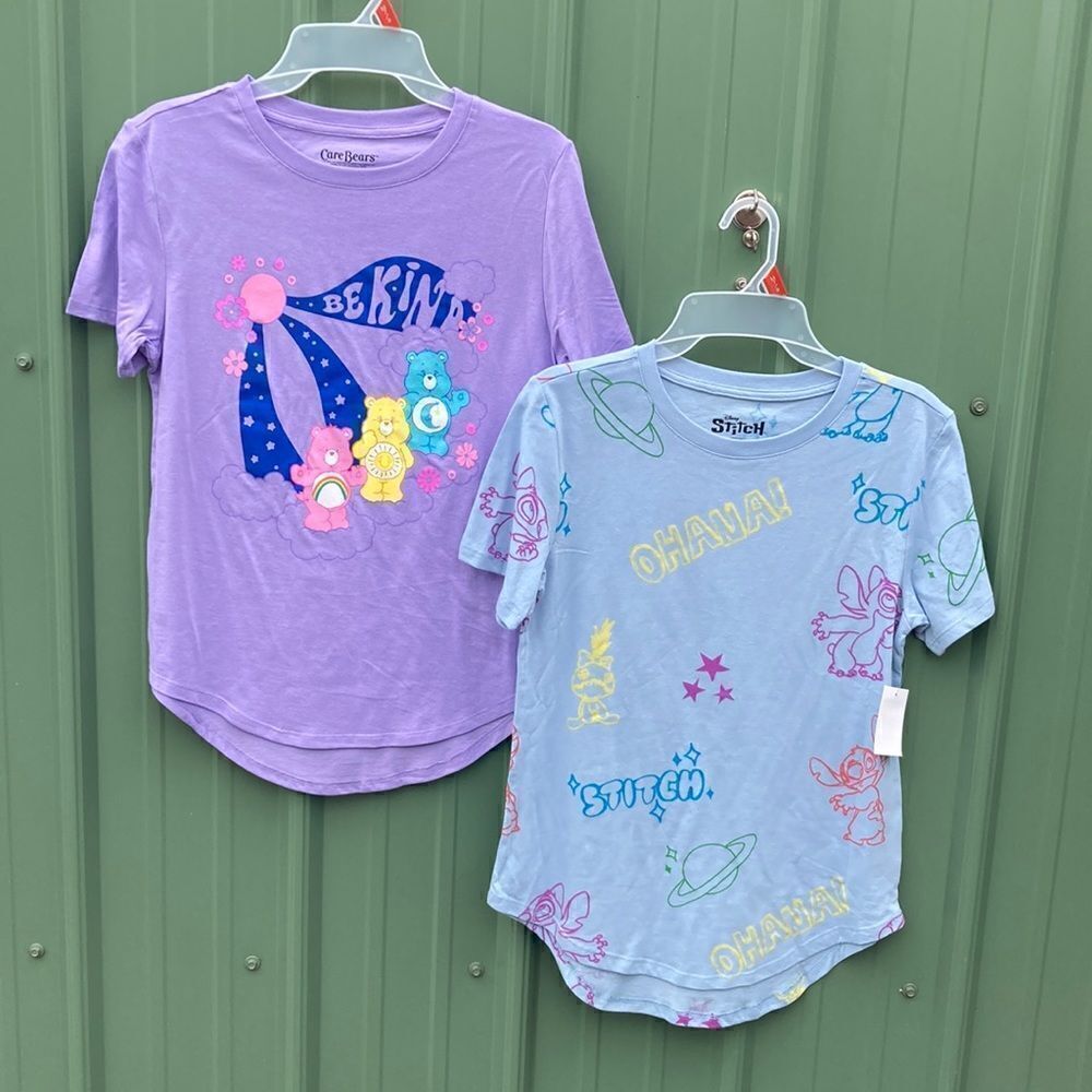 Womens Juniors Care Bears Stitch Lightweight Short Sleeve T-Shirts 2-Pack Size M